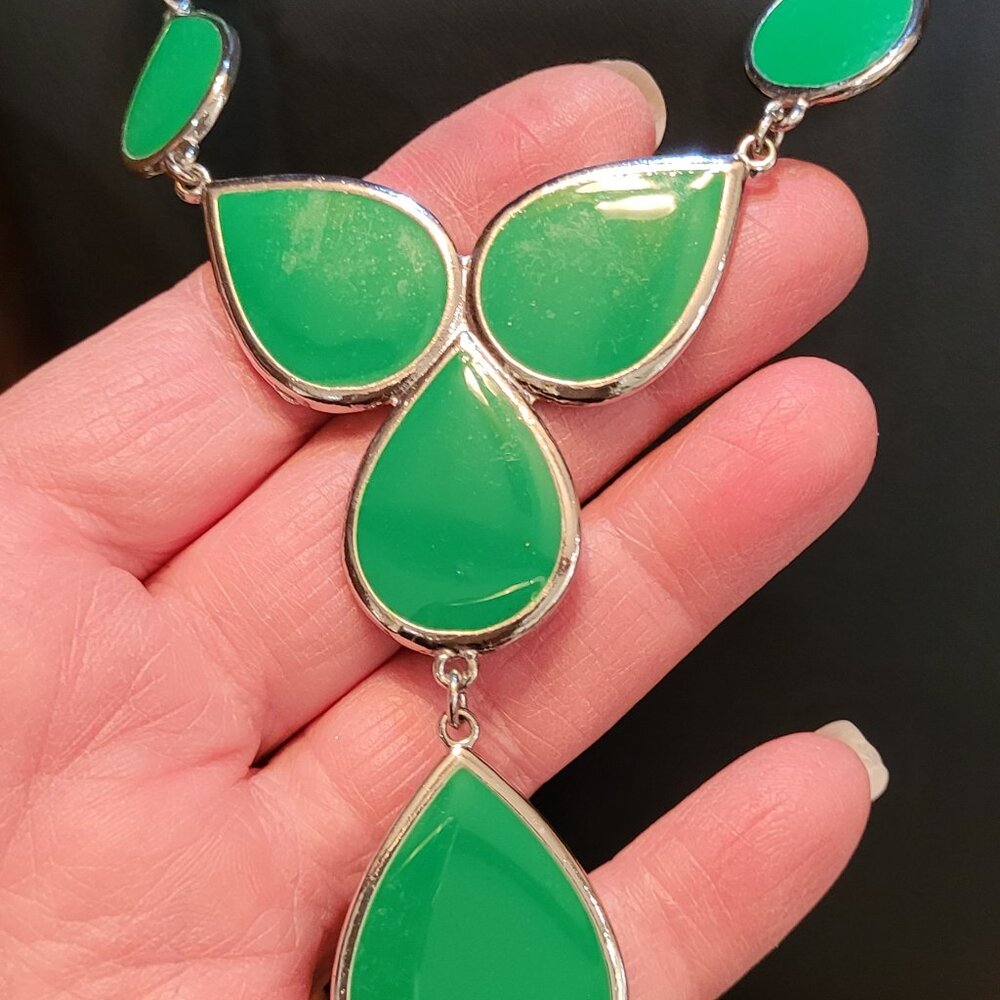 Charming Charlies Two Sided Green and Blue Necklace